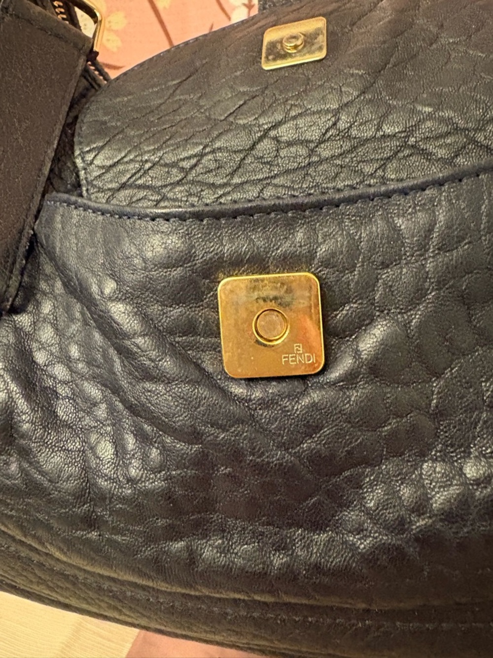 Fendi Spy Hobo Nappa Leather Blueberry Bag Purse Dark Blue - Picture 11 of 14